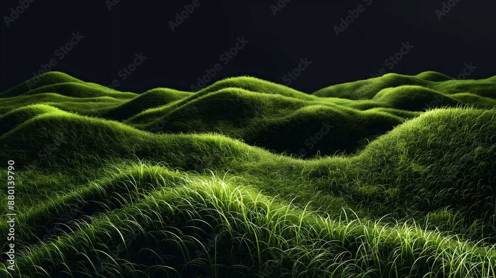 A field of green grass with a dark sky in the background. The grass is tall and lush, creating a peaceful and serene atmosphere. A field of green grass with a dark sky in the background. The grass is tall and lush, creating a peaceful and serene atmosphere.