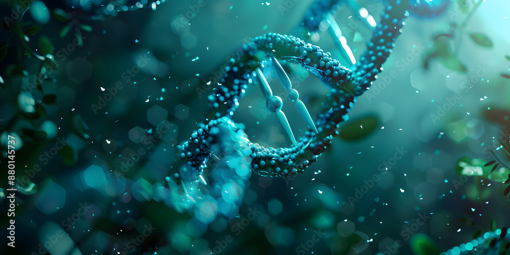 DNA dupla hélice em tons de azul e verde. DNA dupla hélice em tons de azul e verde.