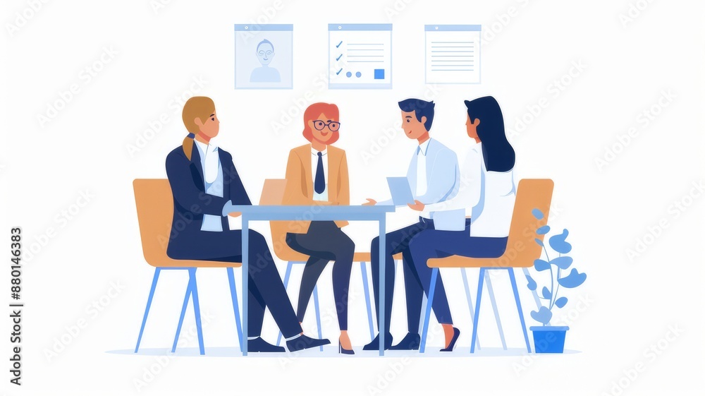 Employer or HR leader is interviewing participants, applying for a company employee, and having read the proficiency test resume to recruit qualified employees, Selection of job applicants. Employer or HR leader is interviewing participants, applying for a company employee, and having read the proficiency test resume to recruit qualified employees, Selection of job applicants.