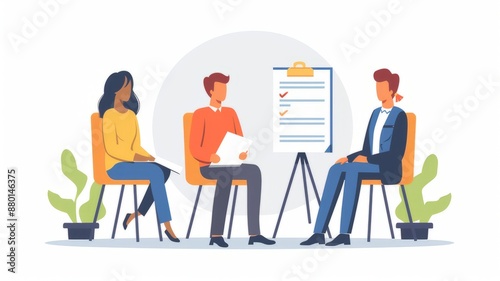 Employer or HR leader is interviewing participants, applying for a company employee, and having read the proficiency test resume to recruit qualified employees, Selection of job applicants.