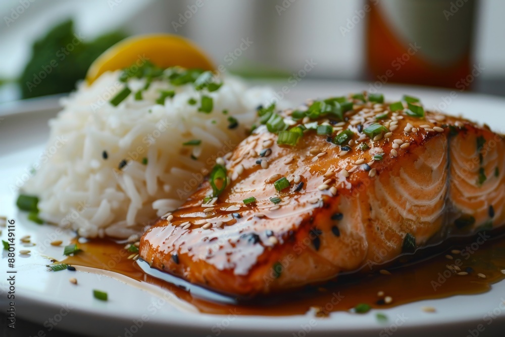 Glazed Salmon with Sesame Seeds and Rice Glazed Salmon with Sesame Seeds and Rice