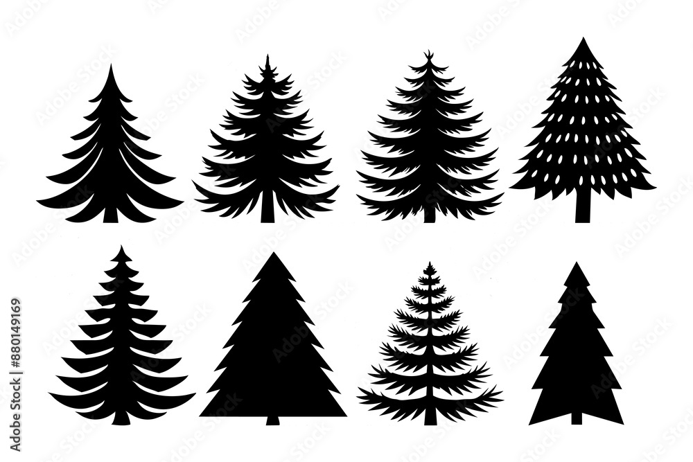 Fototapeta premium A Minimal Set of Pine Tree Silhouettes