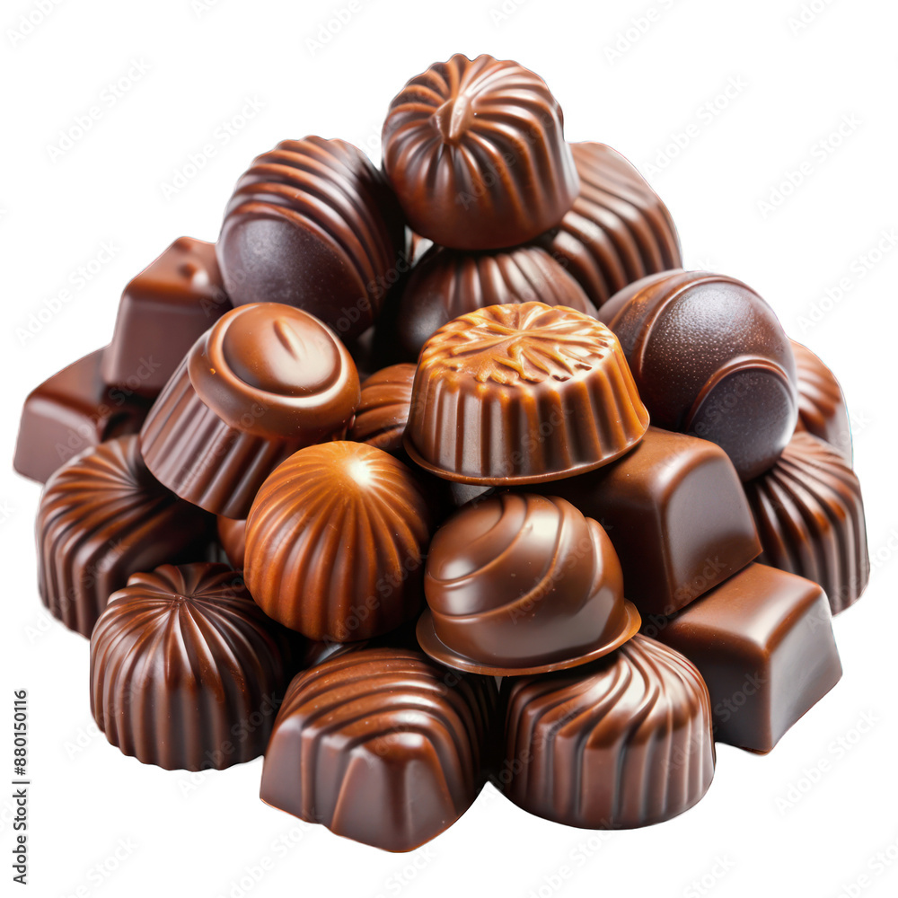 Chocolate candy heap isolated on transparent background Chocolate candy heap isolated on transparent background