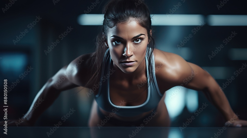 Athletic young woman doing stretching exercises in a modern fitness Athletic young woman doing stretching exercises in a modern fitness