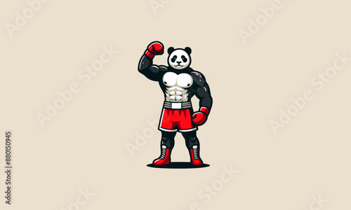 panda wearing uniform boxing vector mascot design