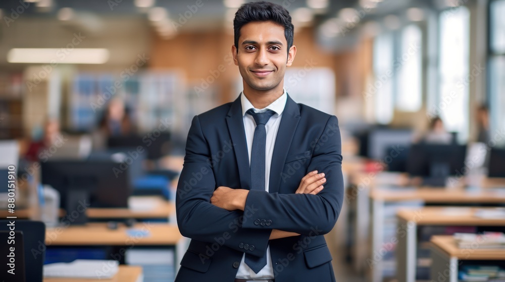 Cheerful Indian businessman posing with arms crossed Cheerful Indian businessman posing with arms crossed