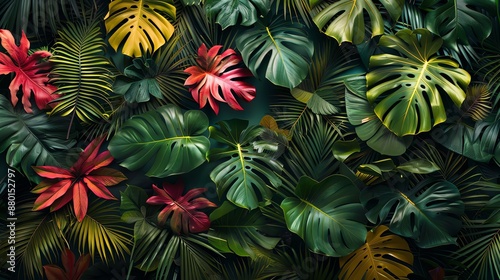 Seamless high-resolution pattern of exotic tropical foliage, inf