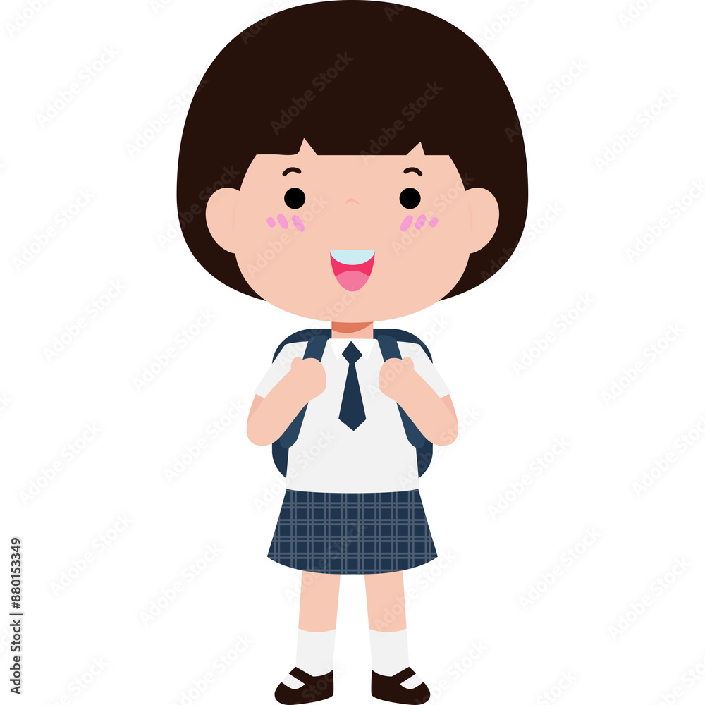 student with school bag, Cute Kid back to school, cartoon character illustration flat style student with school bag, Cute Kid back to school, cartoon character illustration flat style