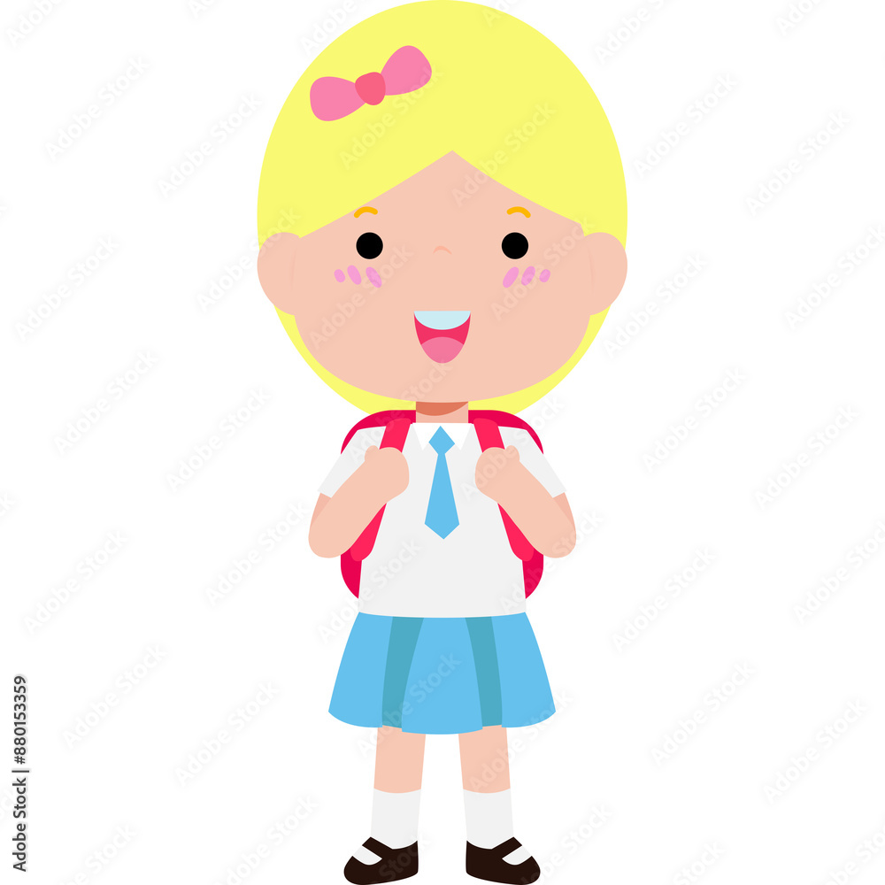 student with school bag, Cute Kid back to school, cartoon character illustration flat style student with school bag, Cute Kid back to school, cartoon character illustration flat style