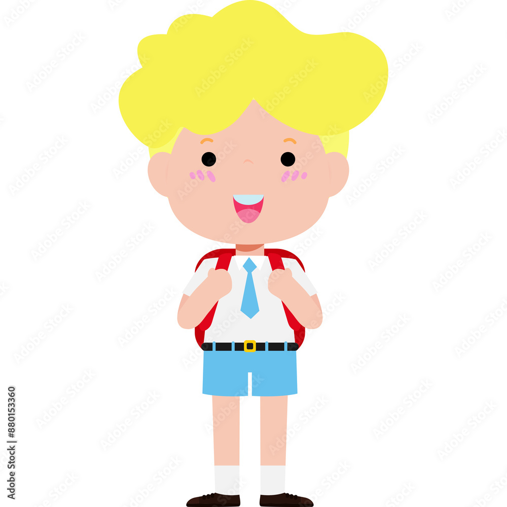 student with school bag, Cute Kid back to school, cartoon character illustration flat style student with school bag, Cute Kid back to school, cartoon character illustration flat style