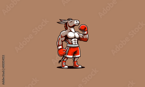 donkey wearing pant and gloves boxing vector mascot design