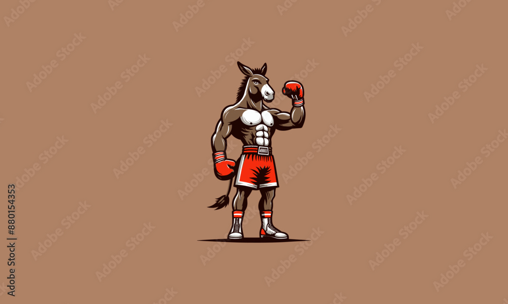 Naklejka premium donkey wearing pant and gloves boxing vector mascot design