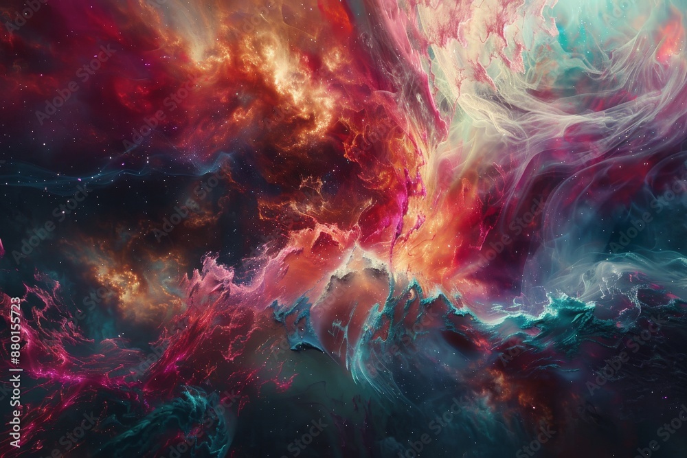 Abstract Cosmic Nebula with Stars and Galaxies Abstract Cosmic Nebula with Stars and Galaxies
