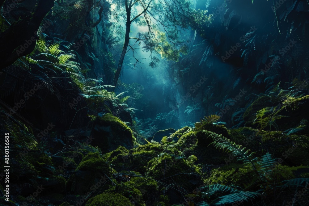 Sunbeams in a Lush Forest. Sunbeams in a Lush Forest.