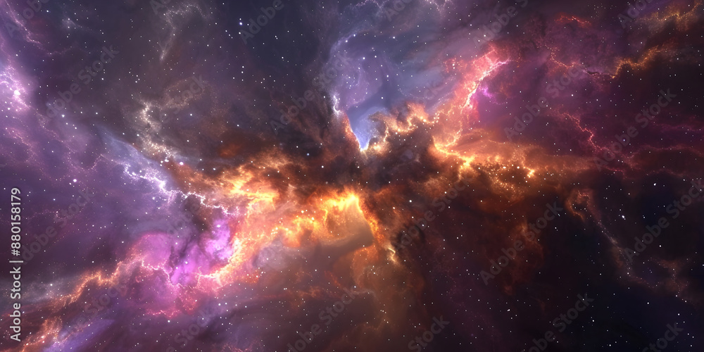 Fototapeta premium Galáxia com nebulosas coloridas