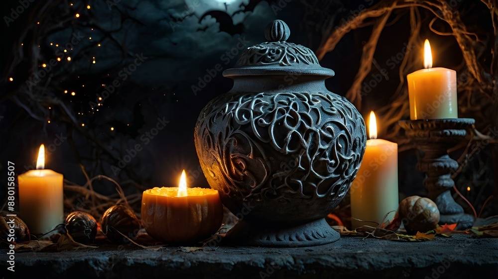 Illustration of Floating Candles with Soft Glowing Light in the Night Sky Illustration of Floating Candles with Soft Glowing Light in the Night Sky