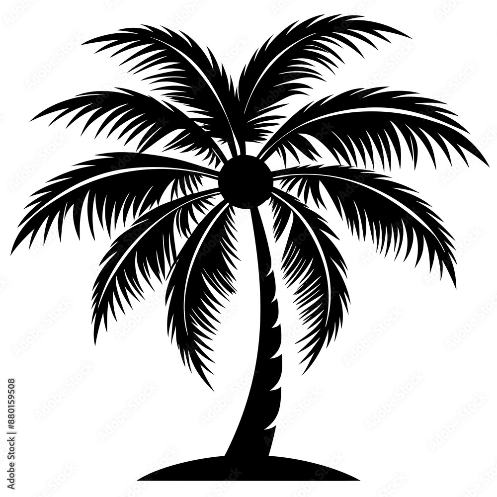 Obraz premium Silhouette coconut tree vector art illustration