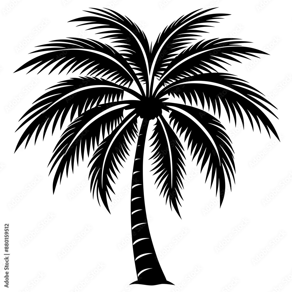 Obraz premium Silhouette coconut tree vector art illustration
