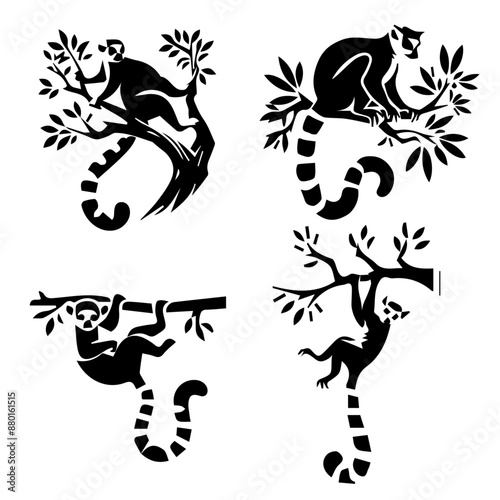 Lemur  Hanging from a branch