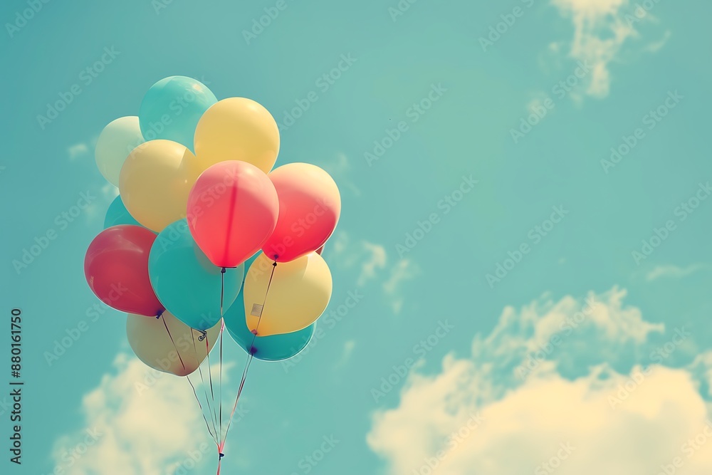 balloon with colorful on blue sky background balloon with colorful on blue sky background