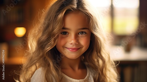 Wallpaper Mural Portrait of a young girl smiling at the camera indoors,  Torontodigital.ca