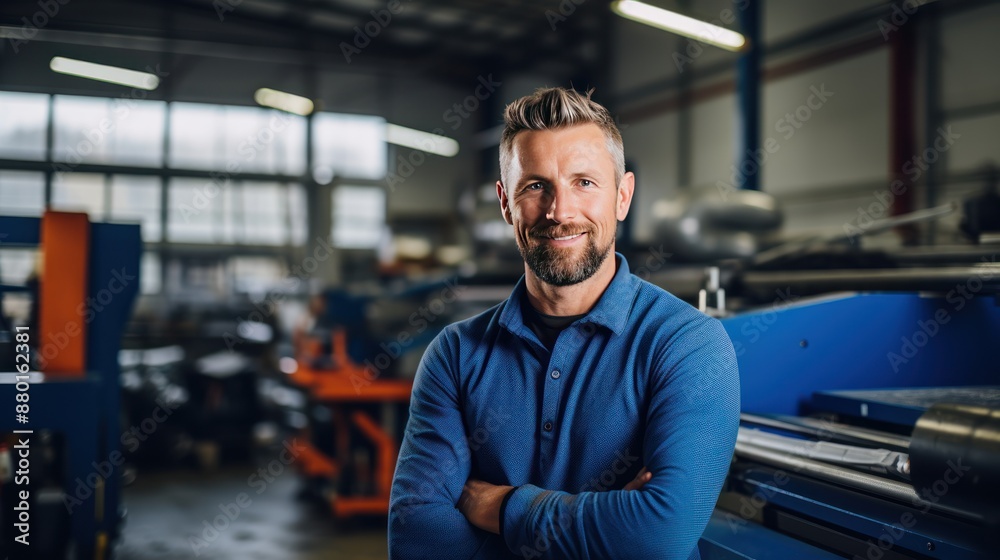 Portrait of confident printing factory owner smiling Portrait of confident printing factory owner smiling