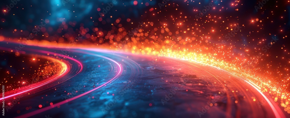 Abstract Digital Landscape with Red and Blue Glowing Lines Abstract Digital Landscape with Red and Blue Glowing Lines