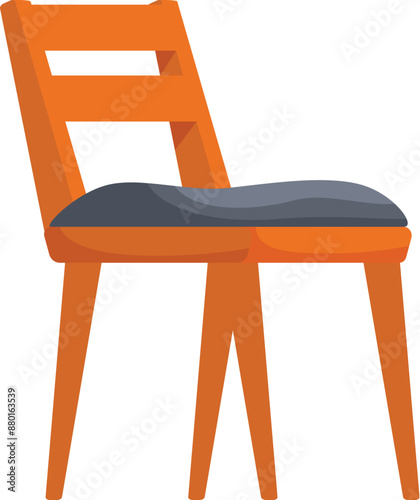 Modern orange chair with soft seat standing on white background, furniture for home interior