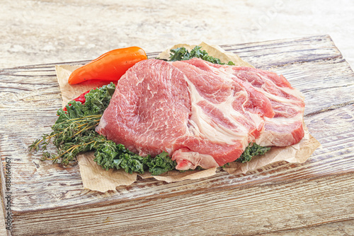 Raw pork neck for cooking photo