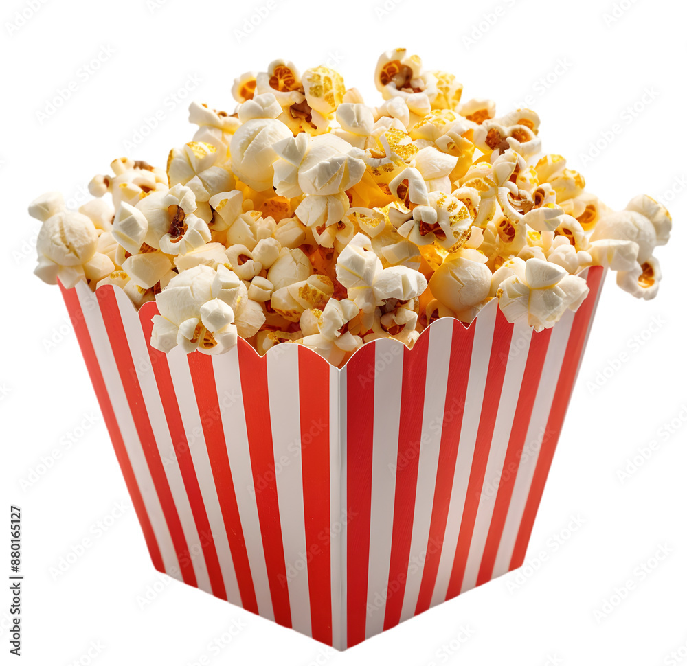 Popcorn in a popcorn basket, isolated on Transparent background. Popcorn in a popcorn basket, isolated on Transparent background.