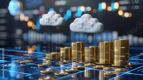 Cloud Computing Cost Efficiency, cost efficiency in cloud computing with an image showing pay-per-use pricing models, resource optimization techniques