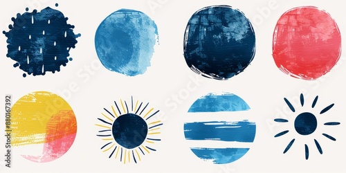 Wallpaper Mural Abstract Simple Icon Clipart Set of Blush Scandinavian Nordic Boho Geometric Shapes with Bold Strokes, Soft Wash, and Minimalist Detail - Organic Charming Rhythmic Bold Block Doodle Print Decoration Torontodigital.ca