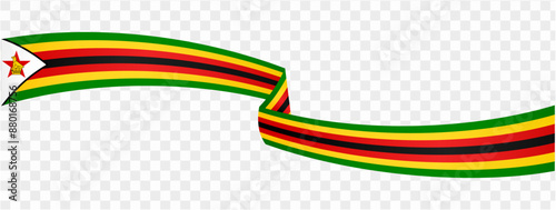 Zimbabwe flag wave isolated on png or transparent background vector illustration.  