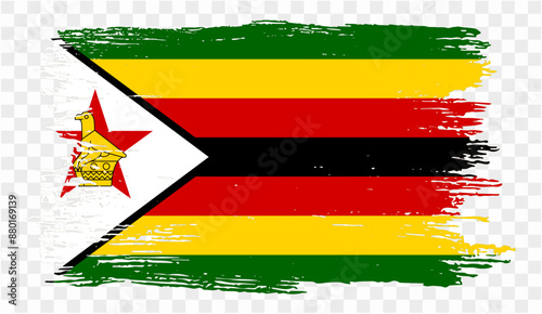 Zimbabwe flag brush paint textured isolated on png or transparent background. vector illustration  