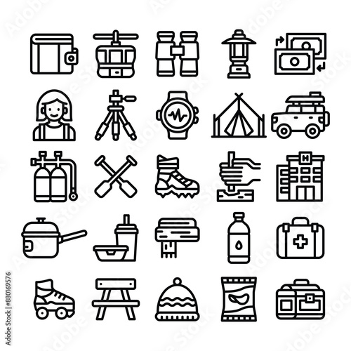 Adventure black outlined icon vector