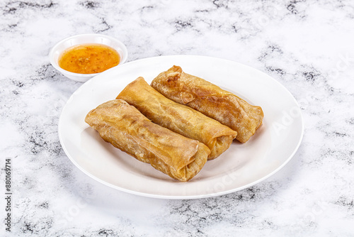 Traditional crispy fried stuffed springroll