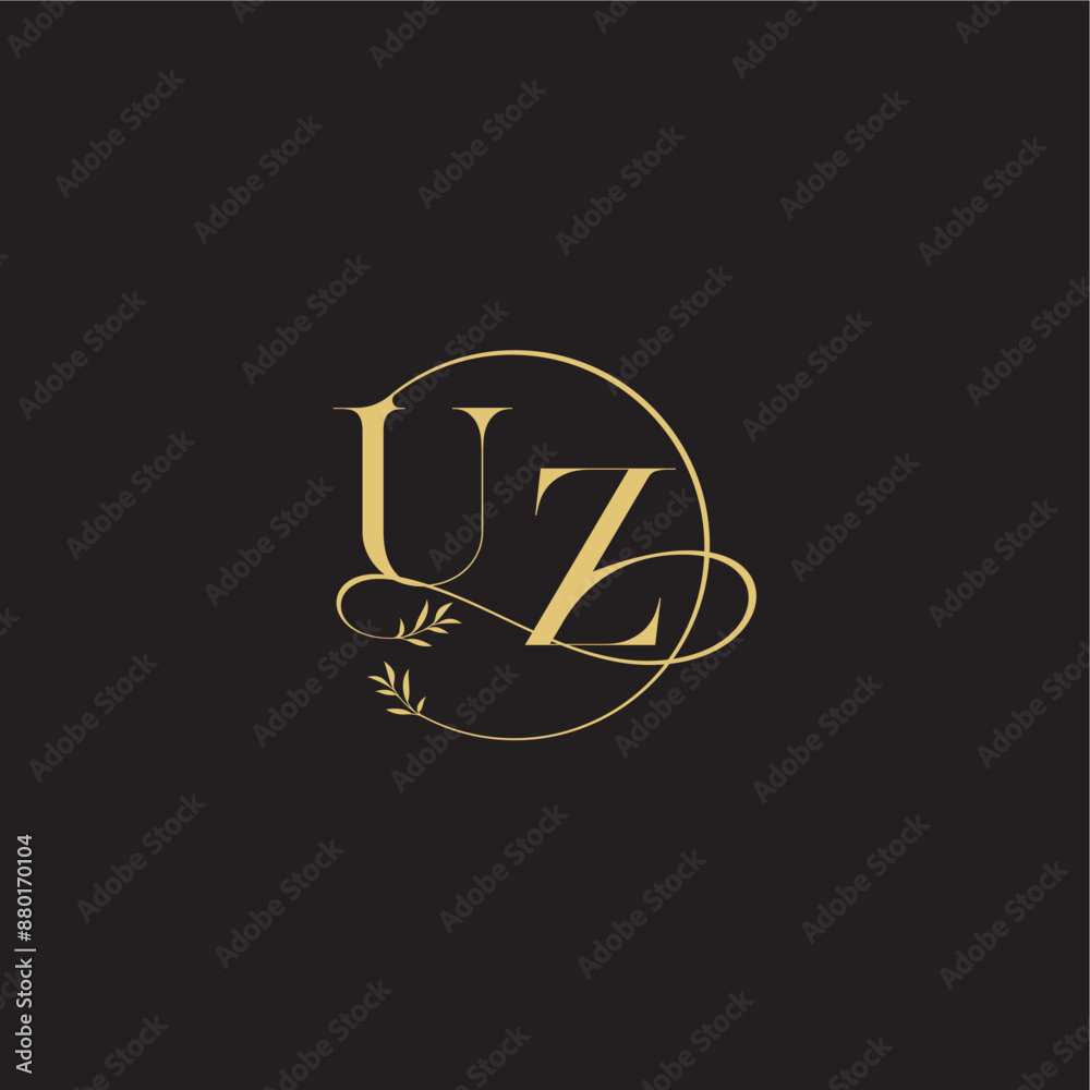 circle and organic style UZ wedding monogram design letter luxury concept circle and organic style UZ wedding monogram design letter luxury concept