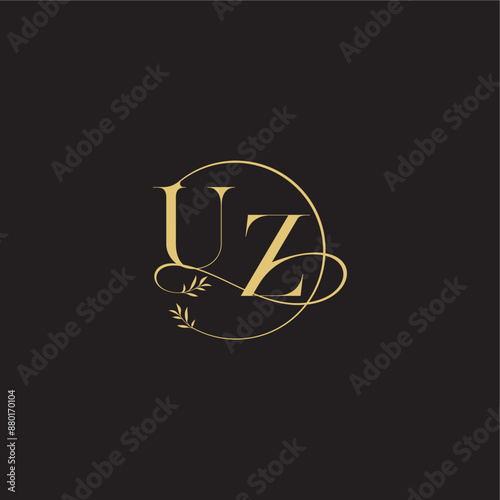 circle and organic style UZ wedding monogram design letter luxury concept photo