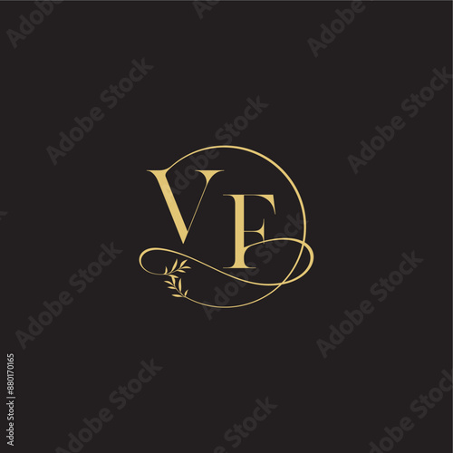 circle and organic style VF wedding monogram design letter luxury concept
