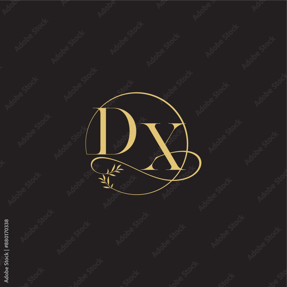luxury concept DX circle and organic style wedding monogram design letter luxury concept DX circle and organic style wedding monogram design letter