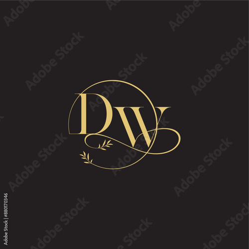 luxury concept DW circle and organic style wedding monogram design letter