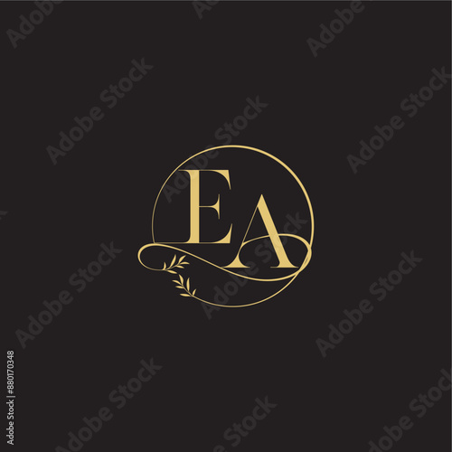 luxury concept EA circle and organic style wedding monogram design letter