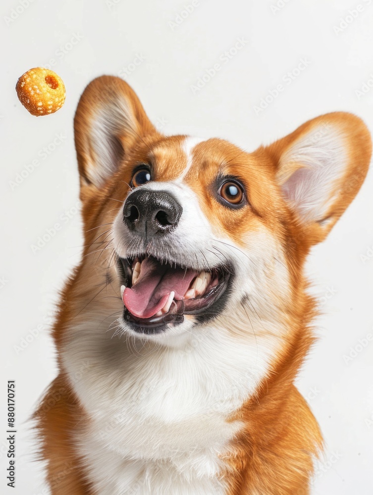 Dog looking at donut Dog looking at donut