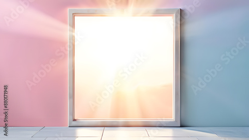 A window with a bright sun shining through it