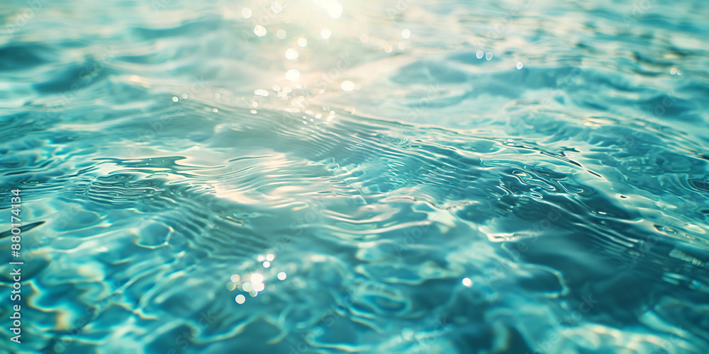 A close-up of the surface texture of clear blue water, with ripples and splashes in the sunlight A close-up of the surface texture of clear blue water, with ripples and splashes in the sunlight