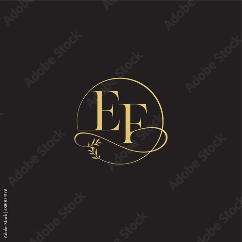 luxury concept EF circle and organic style wedding monogram design letter