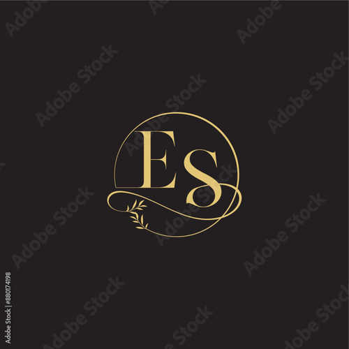 luxury concept ES circle and organic style wedding monogram design letter