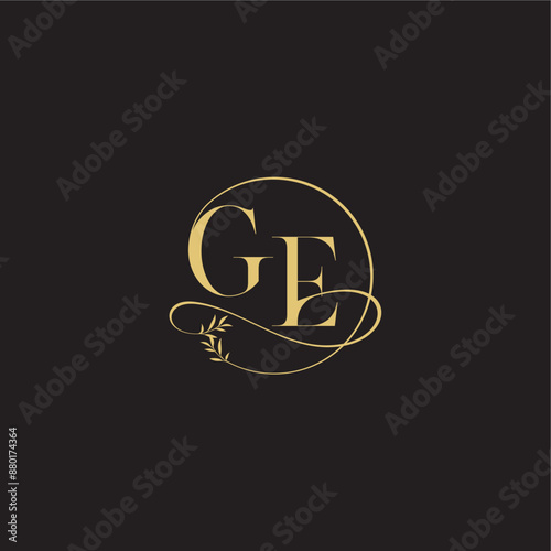 luxury concept wedding monogram design letter circle and organic style GE