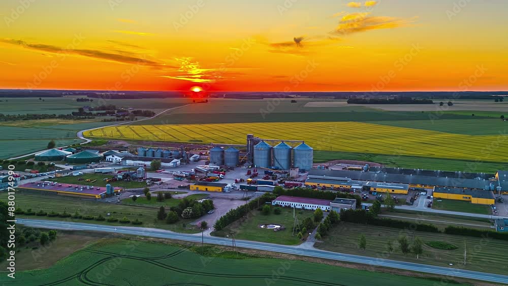 Panoramic Aerial View Of Dobeles Dzirnavnieks Flour Mill In Latvia. Hyperlapse Shot Panoramic Aerial View Of Dobeles Dzirnavnieks Flour Mill In Latvia. Hyperlapse Shot