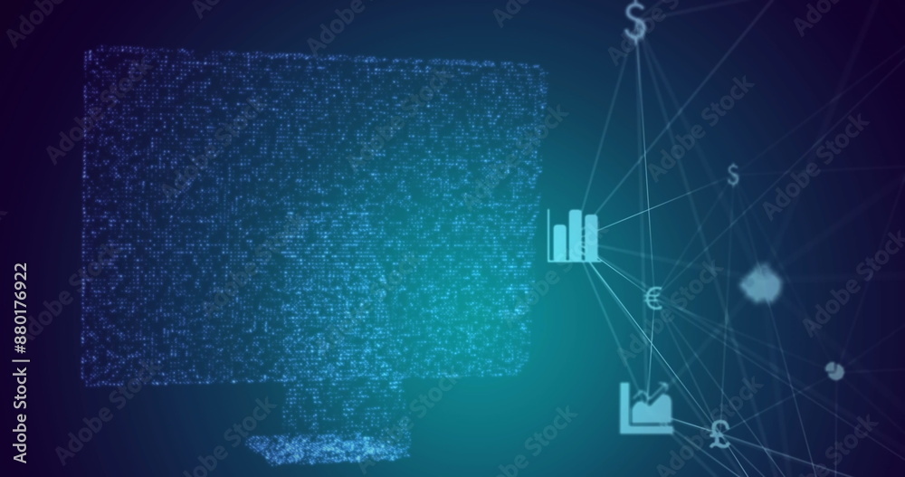 Naklejka premium Image of network of connections over computer